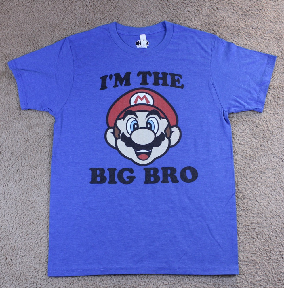 Nintendo Super Mario Big Brother Graphic Tee T-Shirt (Medium) Blue NWOT