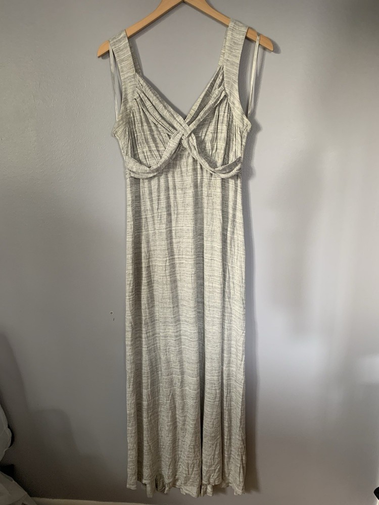 New York & Co Goddess Sun Dress Gray Maxi Minimalist Beachwear Size Large