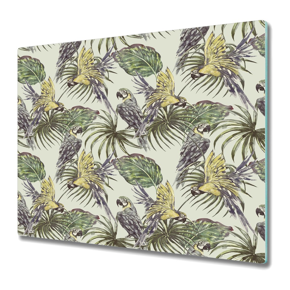 Glass Worktop Saver Parrots wildlife banana beach bird exotic Hawaiian 60x52
