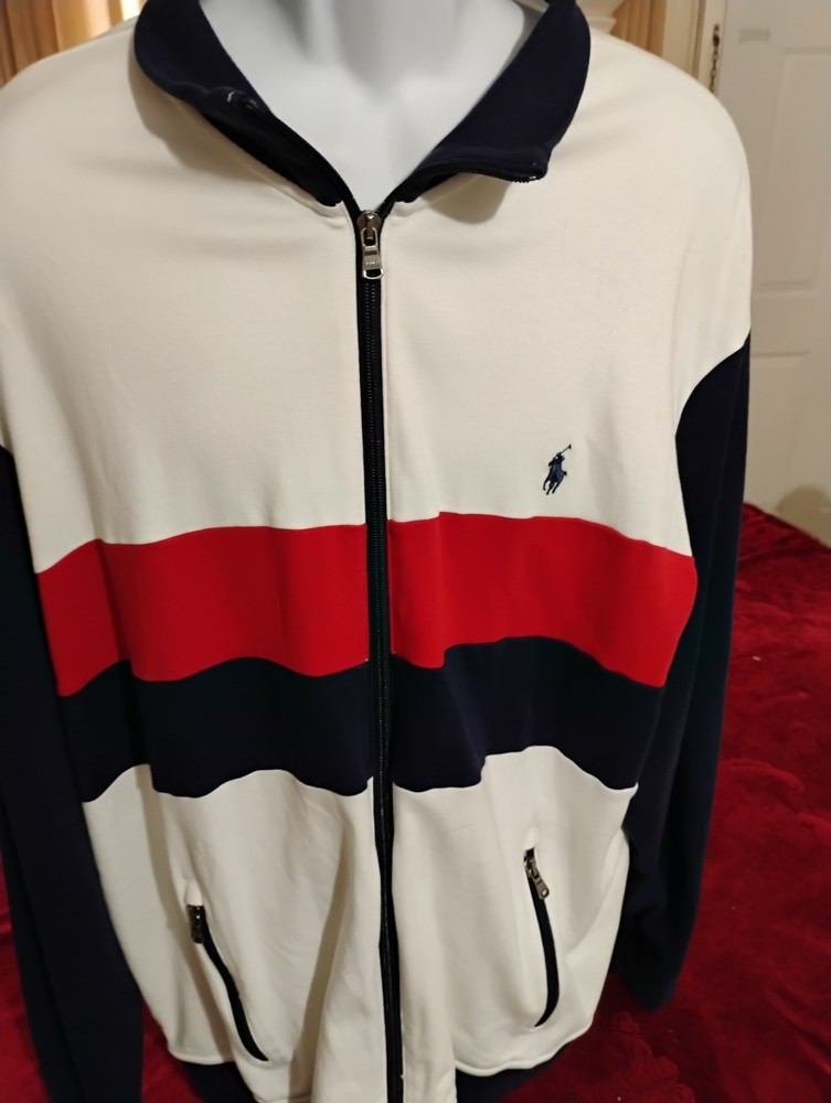 Polo Ralph Lauren Men's Full Zip Red White Blue USA Track Jacket 2XL READ