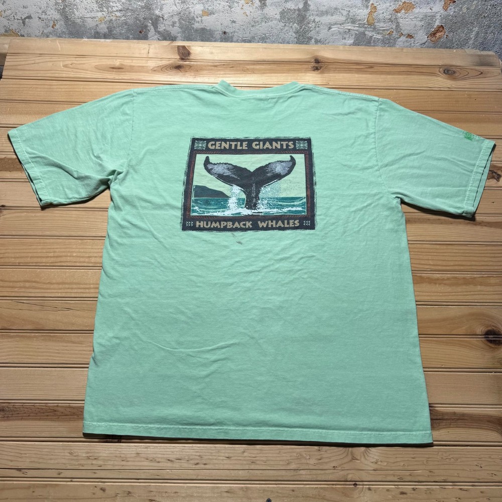 Vintage Y2K Crazy Shirts Maui Humpback Whale Key Lime Dyed Graphic T-Shirt - XL