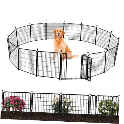 32in Tall Garden Fence with 12 Panels & Gate, 26.6ft Total Length  