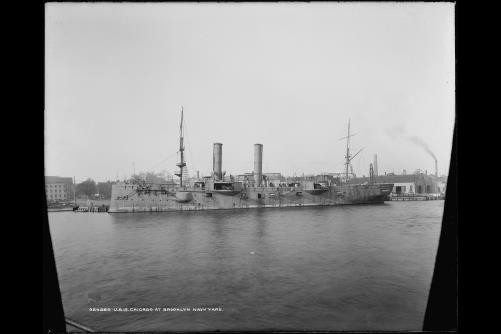 Photo:Brooklyn Navy Yard New York USS Chicago Cruiser 1890s Warship