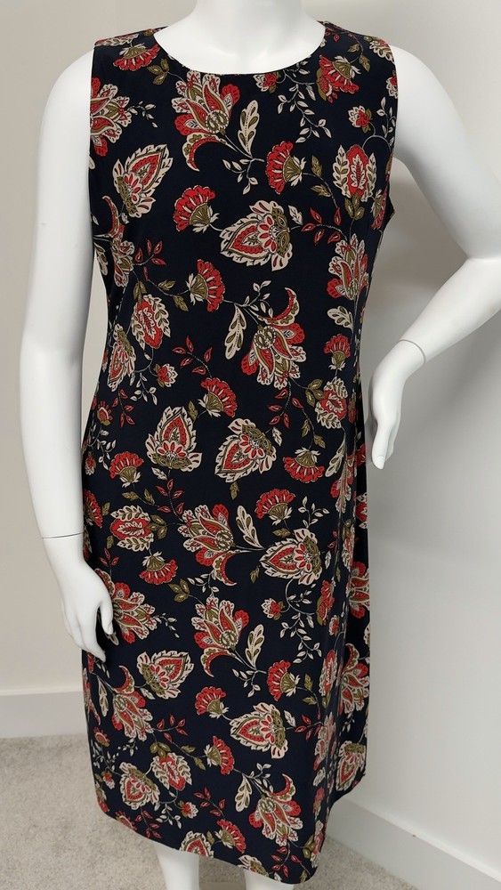 Tommy Hilfiger Women’s Size 16 Navy Paisley Floral Sleeveless Shift Dress