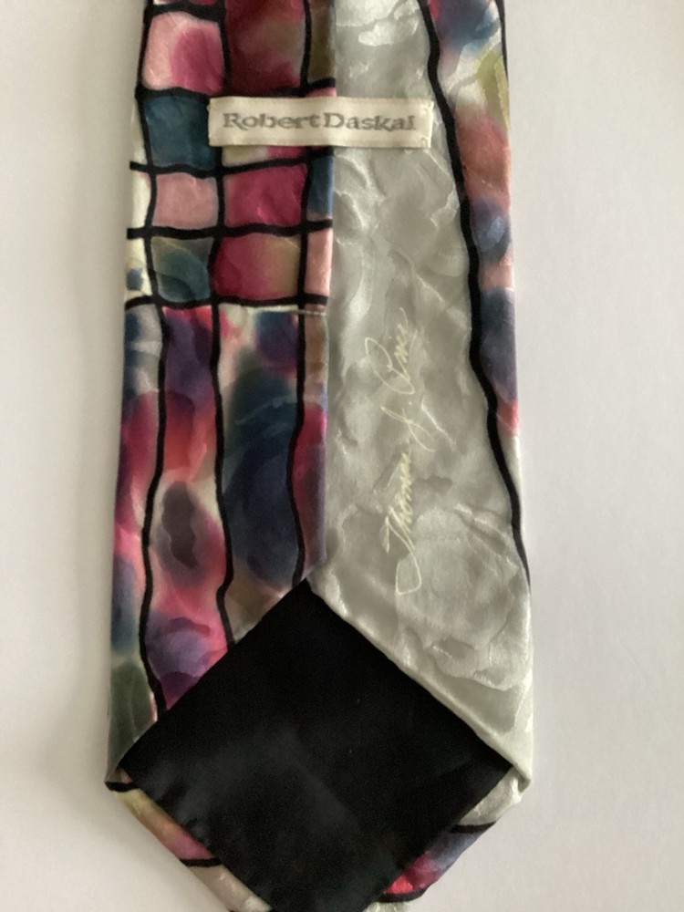 Robert Daskal VTG Tie 100% Silk Hand Painted Signed