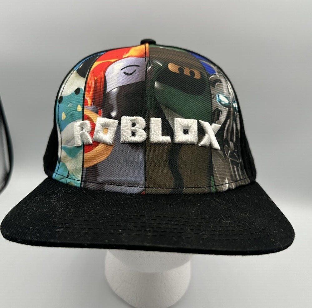 ROBLOX: Black Adjustable Snapback Flat Bill Video Game Youth Boys Girls Kids Hat