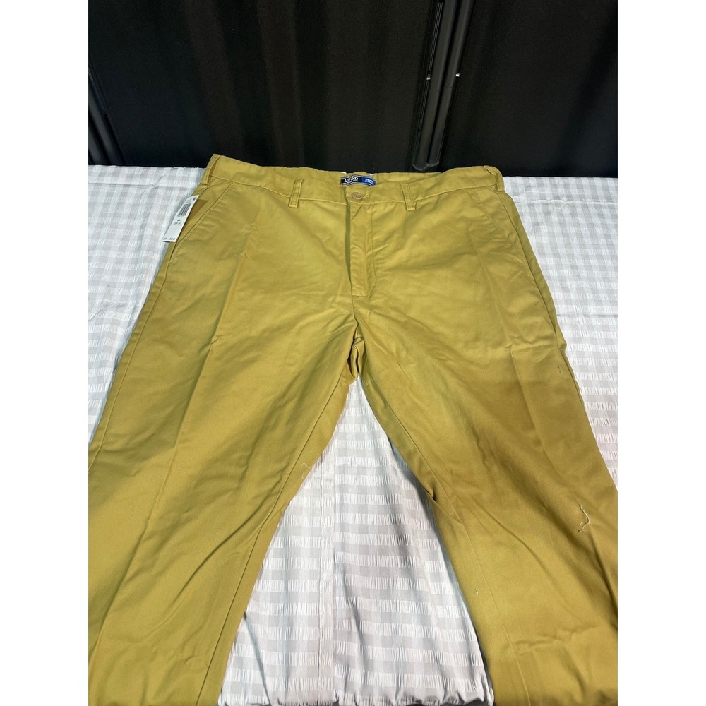IZOD American Chino Mens 38x29 Khaki Tan Straight Fit Non-Iron Cotton Pants NWT