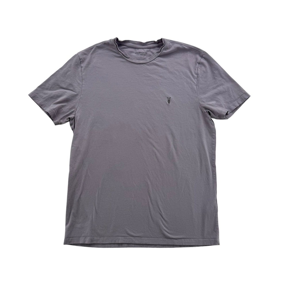 Mens AllSaints Tonic Crew Neck T-Shirt Large Purple Organic Cotton Ramskull