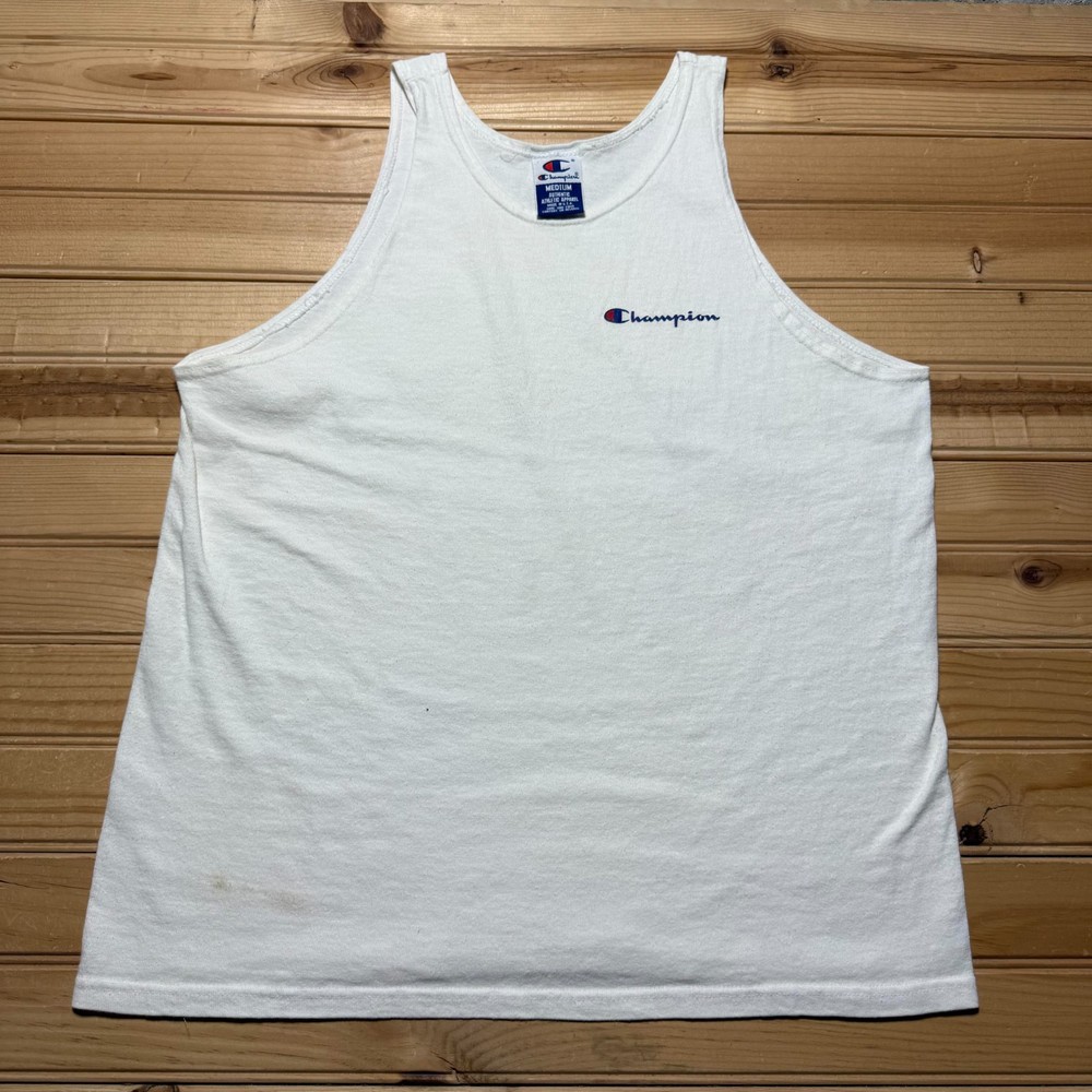Vintage 90s Champion Script Logo Blank Sporty Gorpcore Tank Top USA Size Medium