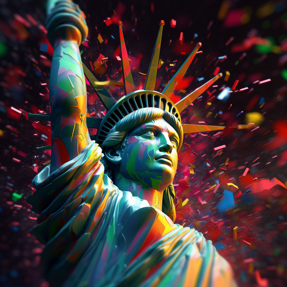 Abstract Statue of Liberty Wall Art Print 24in L x 24in H
