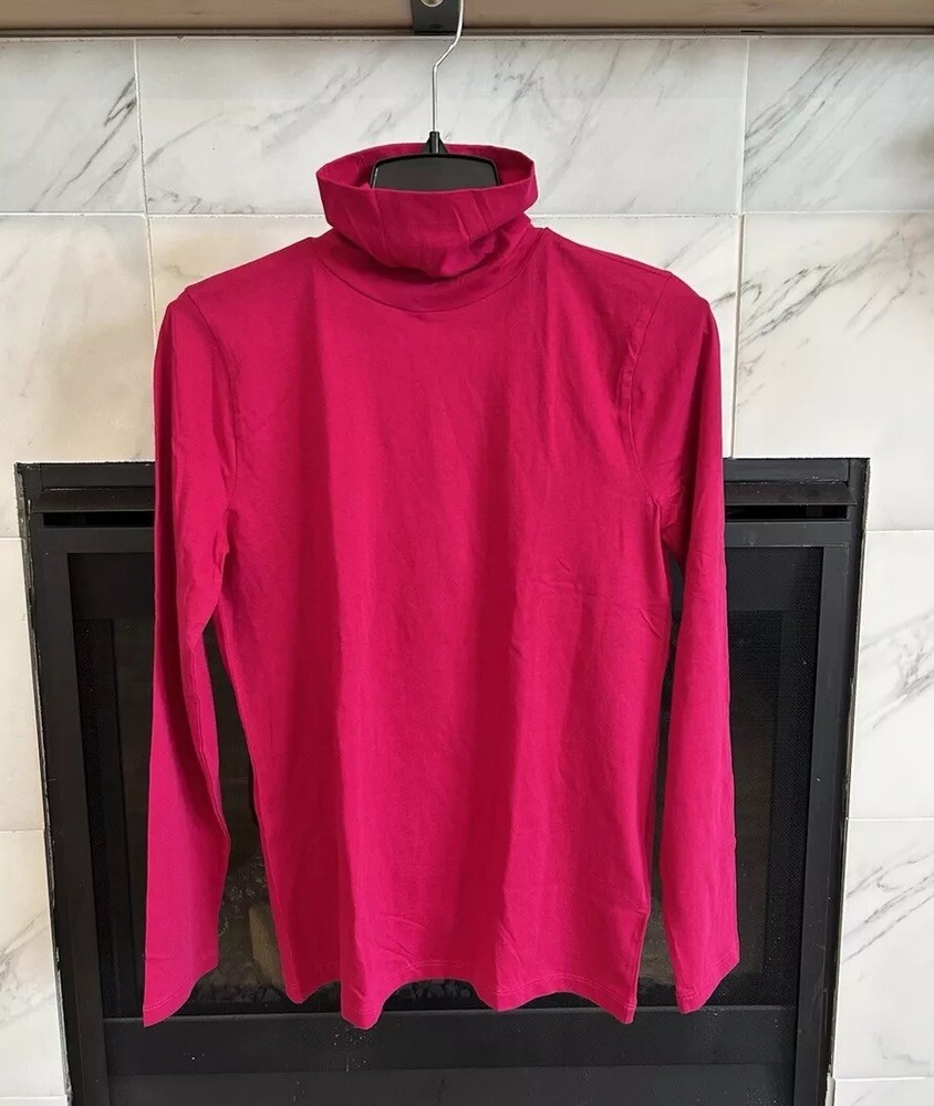 New! J. Crew Womens Tissue Turtleneck Berry Pink Fuchsia Medium Lightweight $45