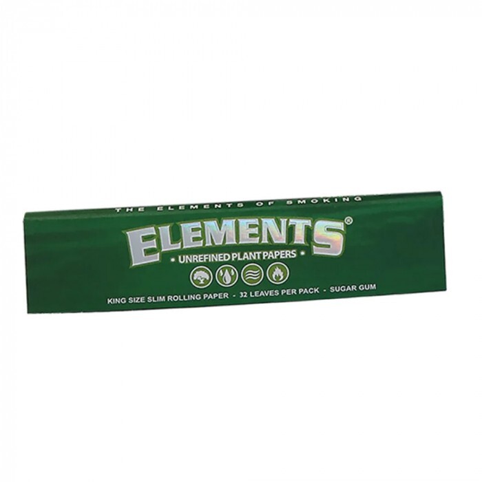 Elements Green King Size Slim Unrefined Plant-Based Rolling Papers for a Natural Smoking Experience