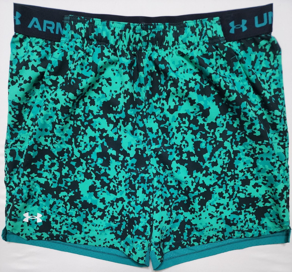 Under Armour Men's XL Elevated Woven Green Black Athletic Running Stretch Shorts