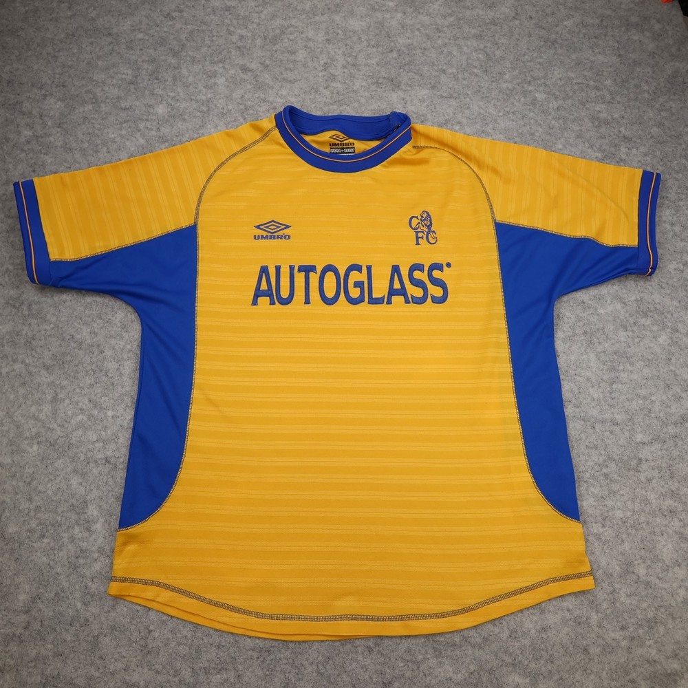 Vintage Chelsea Shirt Large Yellow Third Kit 2000 2001 Jersey Autoglass