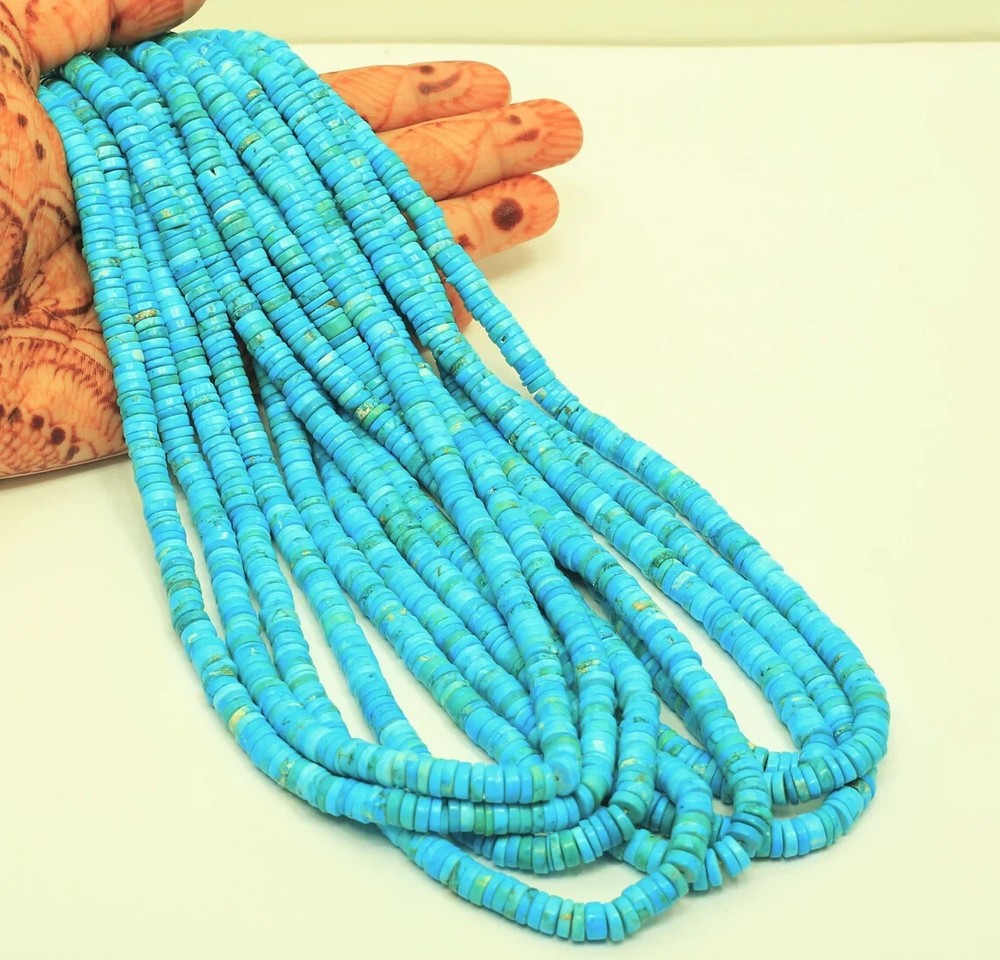 Turquoise Tire-Shaped Beads 5-7mm Sleeping Beauty Gemstone Strand