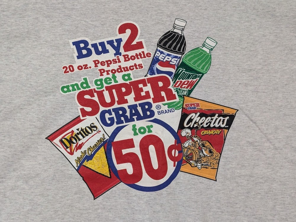 Mountain Dew Men's T-shirt Gray Speedway Promo Chips Pepsi Delta Tag XL #6358