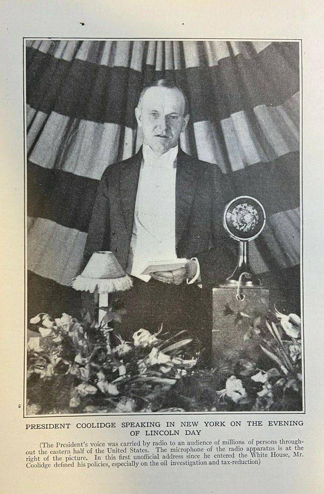 1924 Vintage Magazine Illustration President Calvin Coolidge
