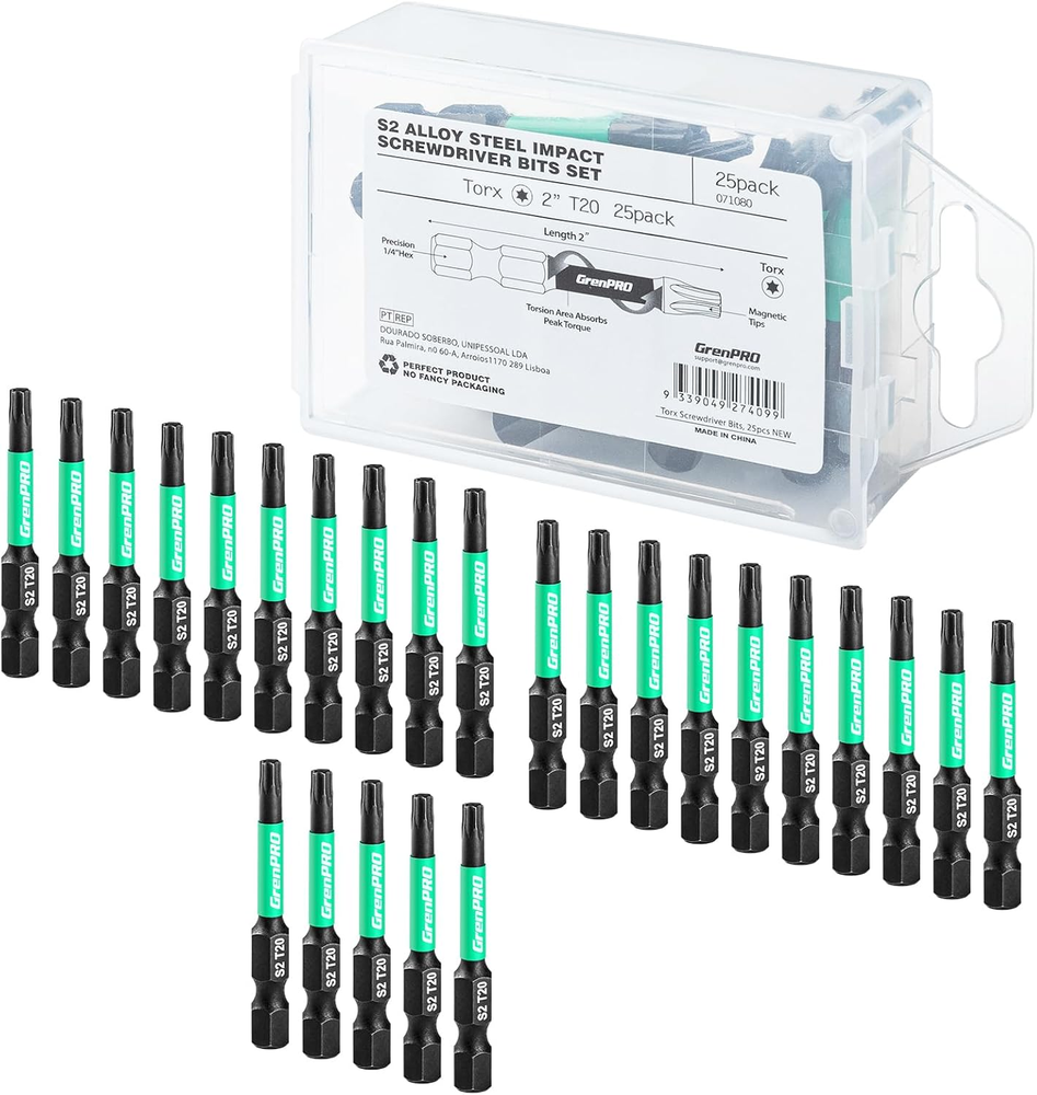 Tamper Proof Torx Security Bit Set with 1/4 Inch Hex Shank for Impact Drivers