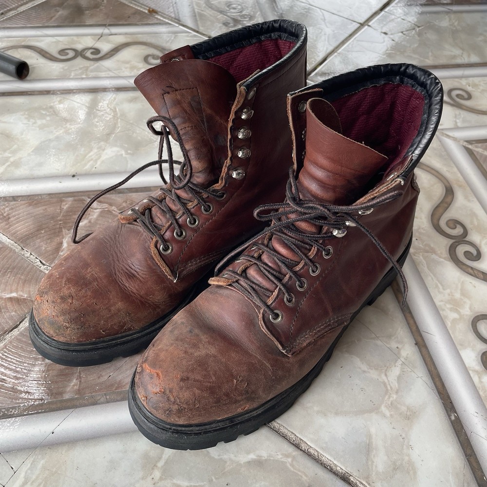 Vtg Red Wing 4412 Insulated Steel Toe Work Boots with Red Lining Size 10B Leather