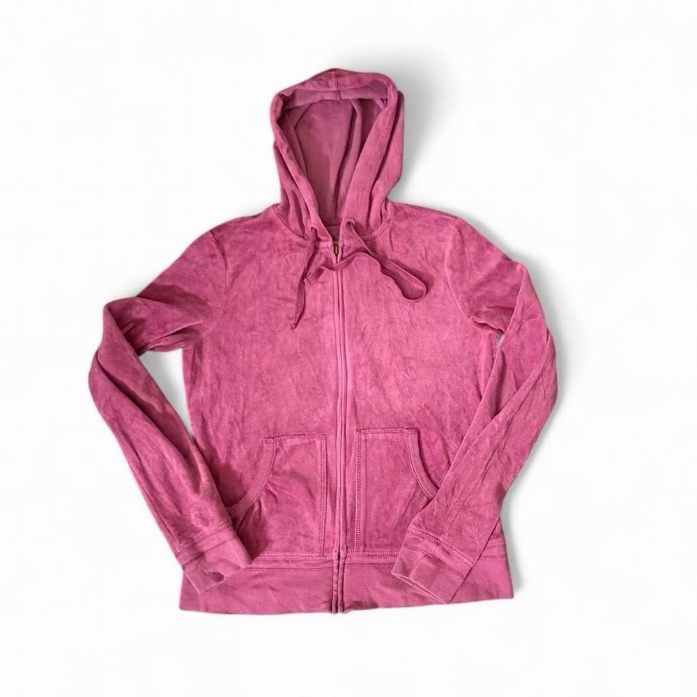SO Pink Velour Full Zip Hoodie Jacket Y2K Soft Comfy Size Large