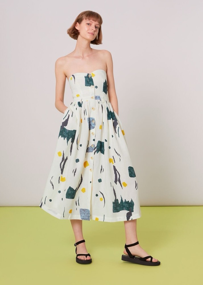 Whistles dresses Multicolour Alana Bandeau Abstract Dress Size 10 RRP £229 New