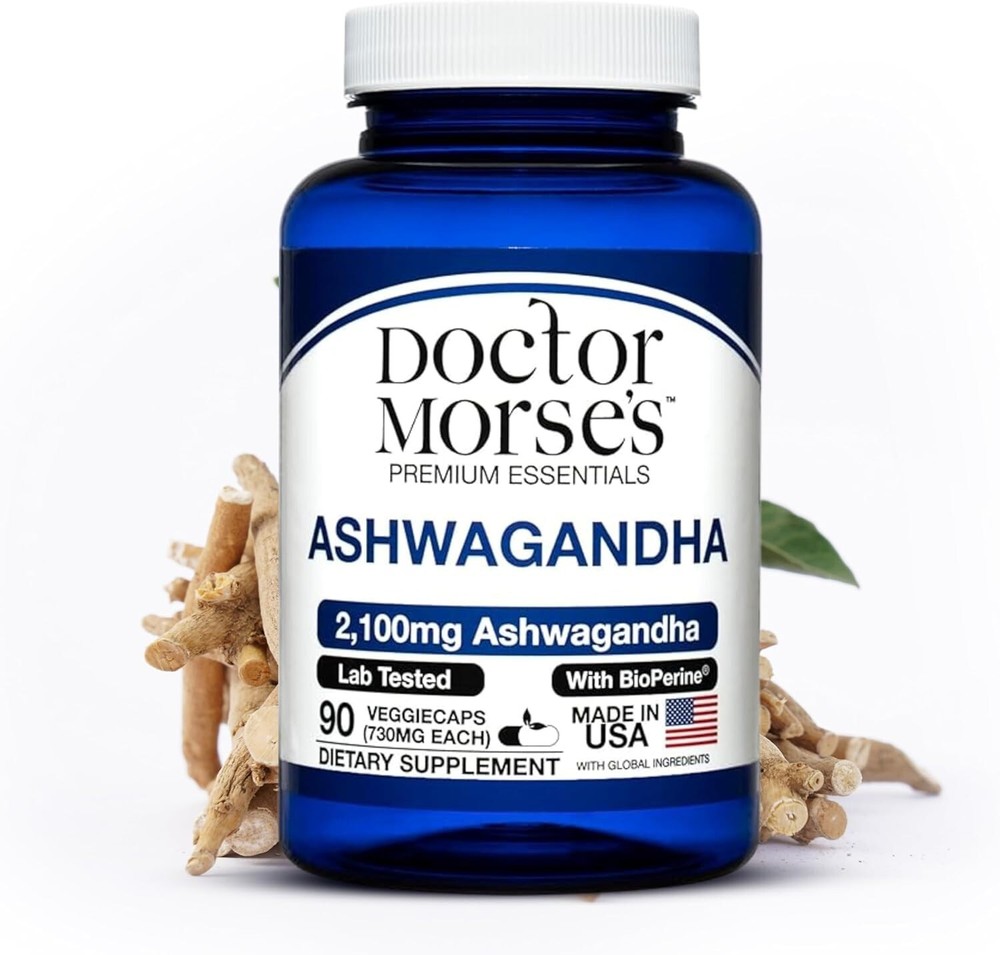 Organic Ashwagandha Capsules 2100mg - Stress Relief with BioPerine, 90 Count