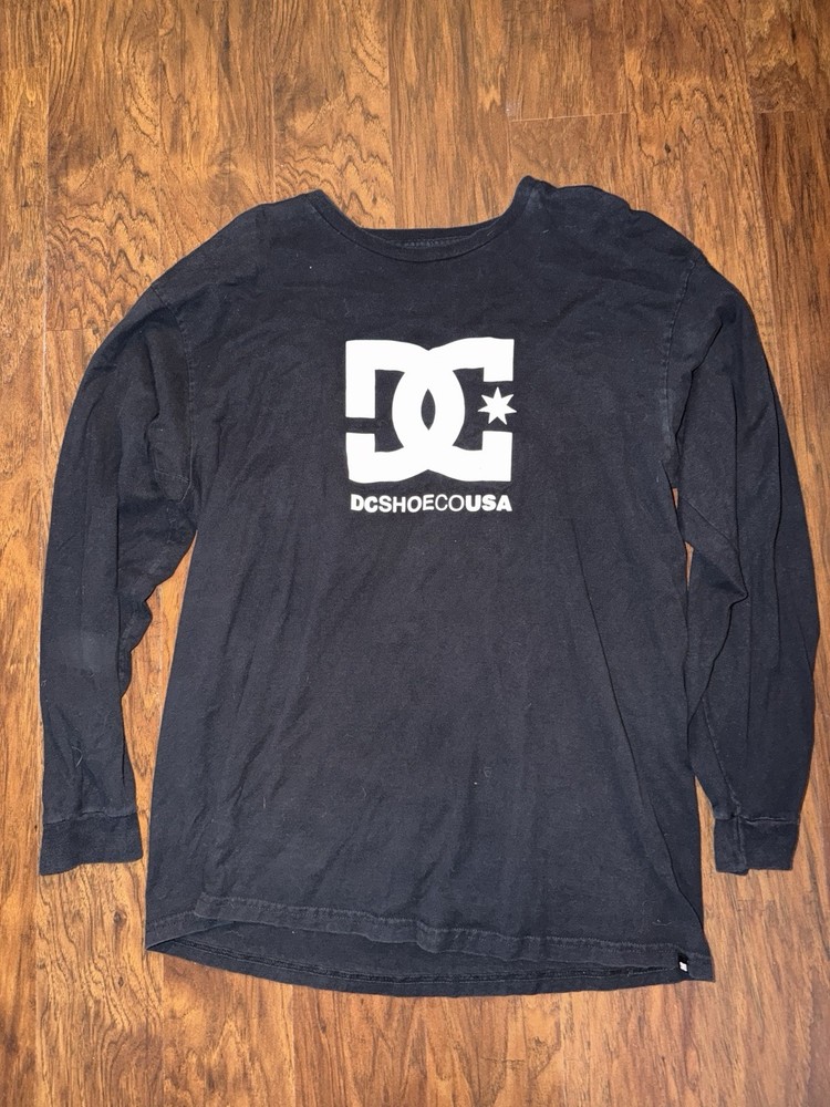 DC Shoes Long Sleeve T Shirt XL Black Skate Grunge