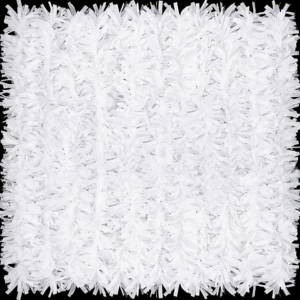 Sosation 100 ft Christmas Tinsel Garland Tree Bulk White
