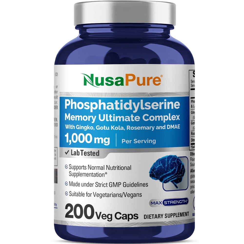 NusaPure Phosphatidylserine Memory Complex 1000mg 200 Veggie Caps