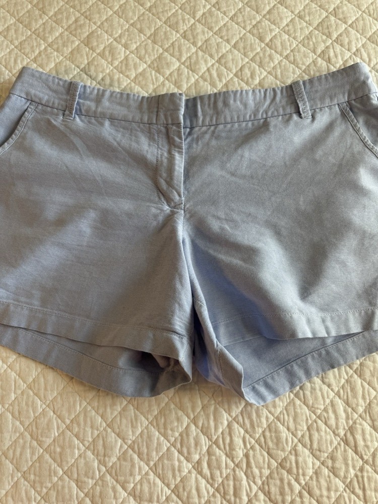 Women’s J Crew Blue Chino Shorts Size 14 100% Cotton Pockets Casual Preppy