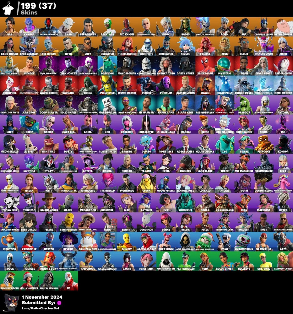 🎮FN Jabba Switchway, Spider, Venom, Carnage, Lara, Candy, Eren, Doom 199 Skins✅