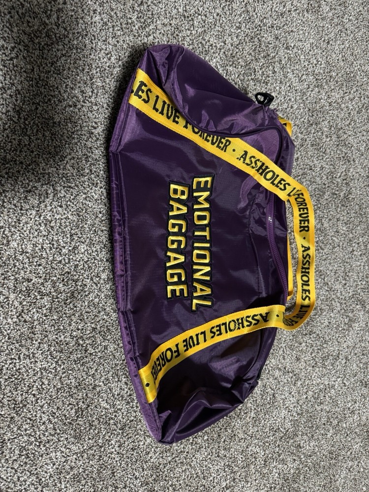 ALF Assholes*s Live Forever Duffle Bag Gym Purple Yellow Emotional  Baggage NICE
