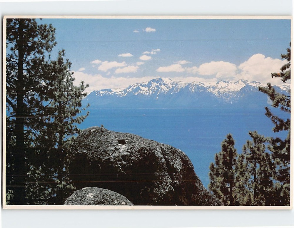 Postcard Snow Capped Mountains of Mile High Lake Tahoe USA