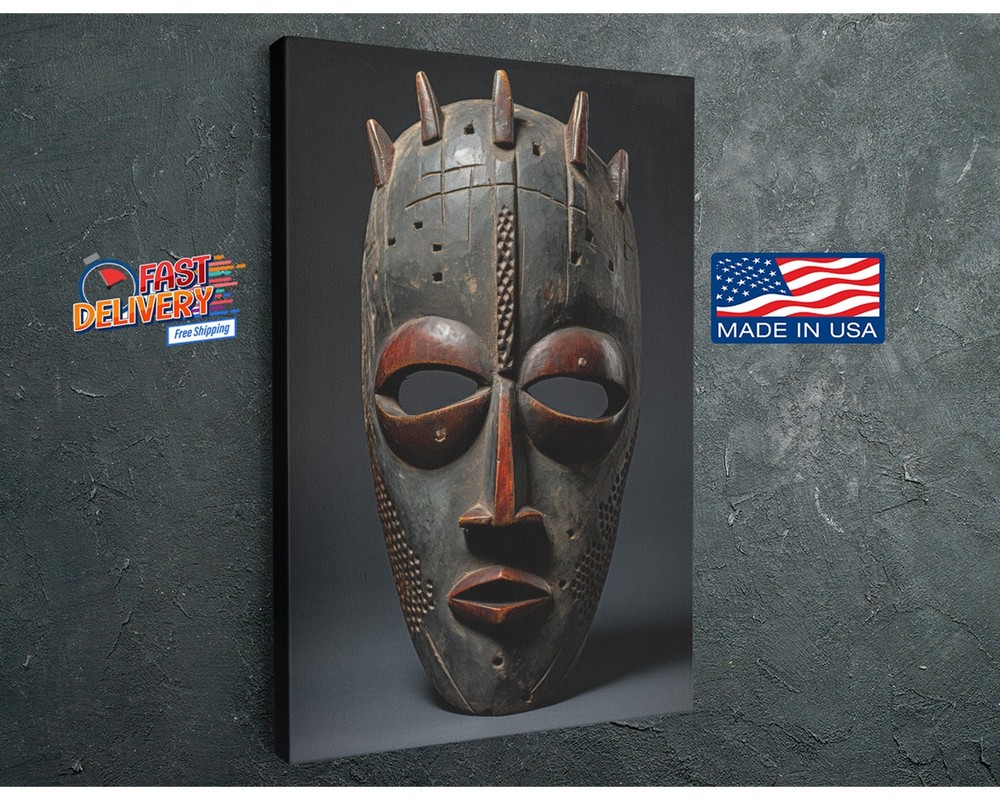 Primordial Connection African Mask Canvas Print, Edition Wall Art Home Decor