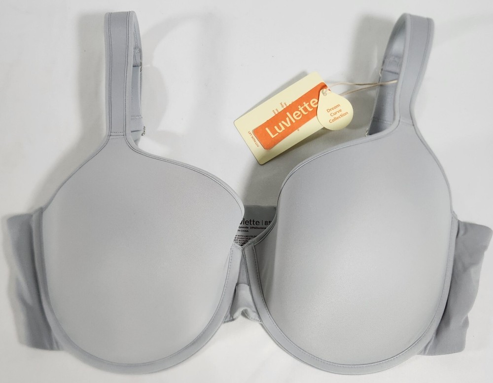 Luvlette Lift With Love Dream Curve Collection Underwire Gray Bra Padded Sz 85D