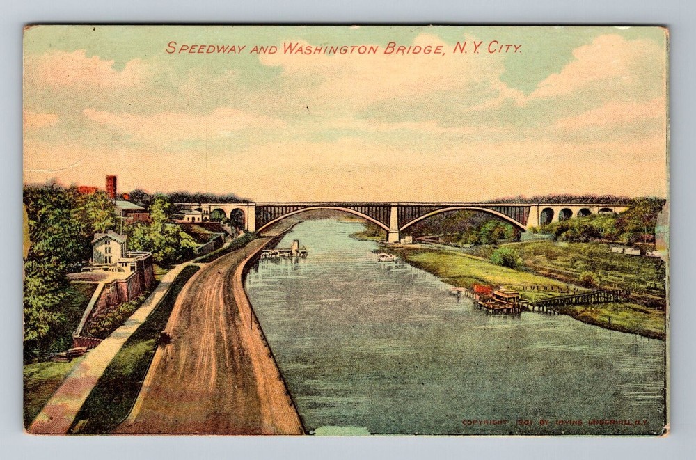 New York City NY,, Speedway & Washington Bridge Vintage Souvenir Postcard
