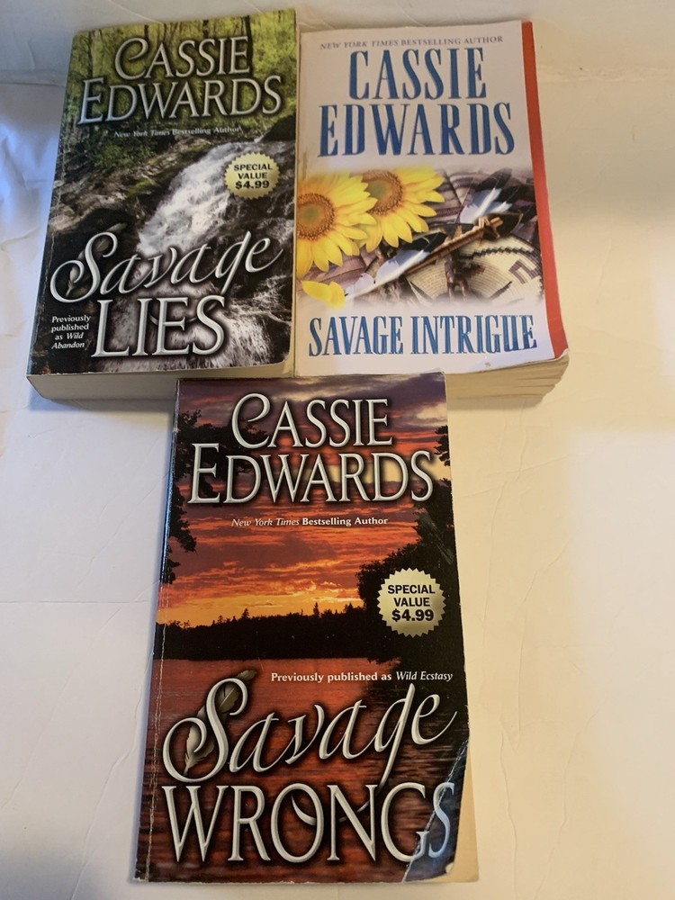 Lot of 3 Cassie Edwards Savage Series Savage Intrigue Savage Lies Savage Wrong