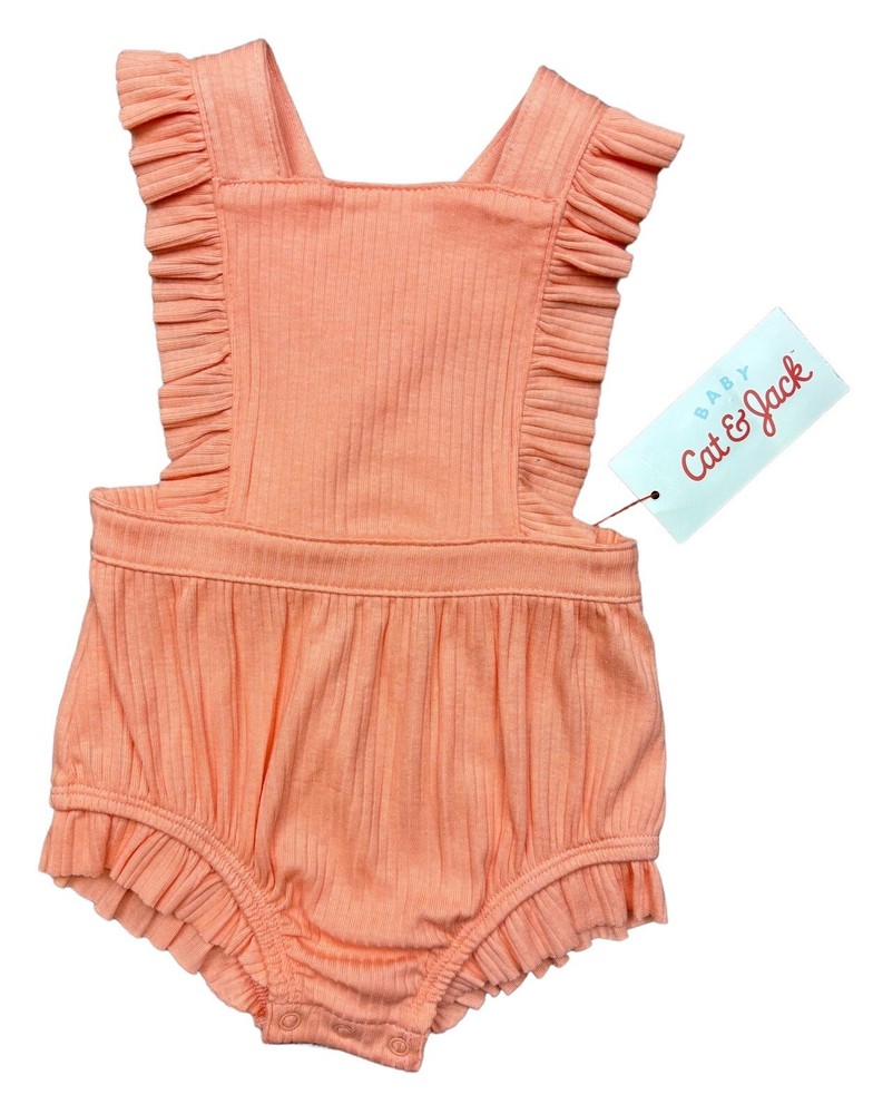 Baby Girls' Solid Ruffle Romper  Cat & Jack™ Orange 0-3M NWT