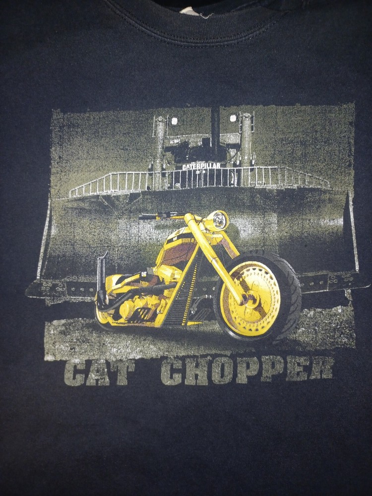 Men's Black T-Shirt Size Extra Large XL Caterpillar Motorcycle CAT Chopper