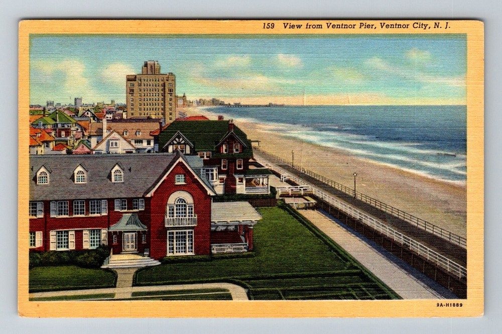 Ventnor City, NJ-New Jersey, View from Pier Oceanfront Homes Vintage Postcard