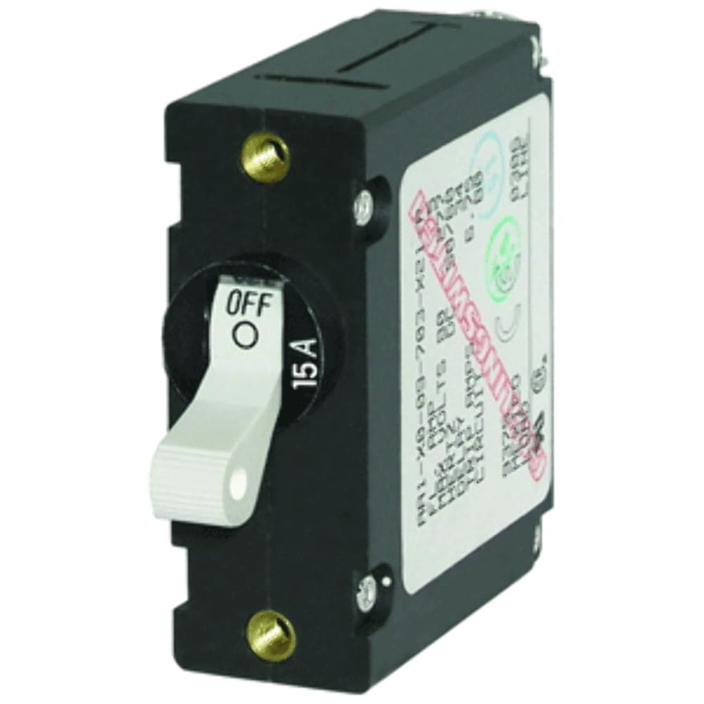 7210 A-Series White Toggle Circuit Breaker, Single Pole, 15A