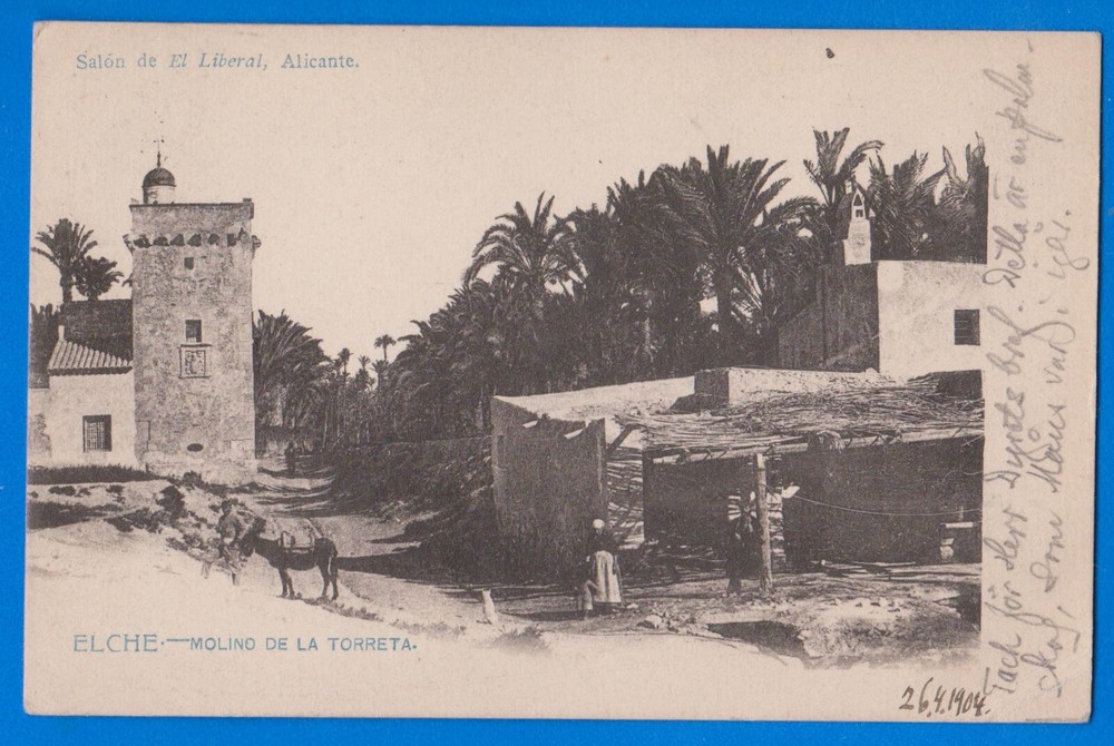 Elche, Molino de la Torreta, Spain, 1904 vintage postcard