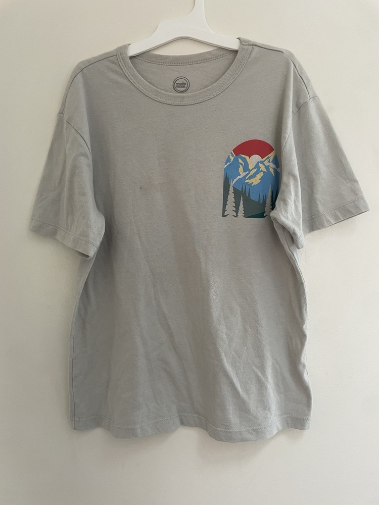 Wonder Nation Kids Boys Adventure Graphic Cotton Blend Short Sleeve Shirt Gray L