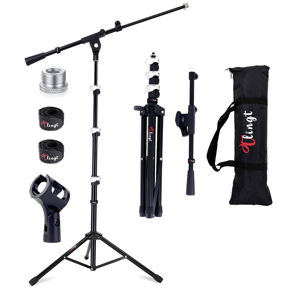 Mic Stand, Portable Microphone Boom Stand with Telescopic Boom Arm, Deluxe Wa...