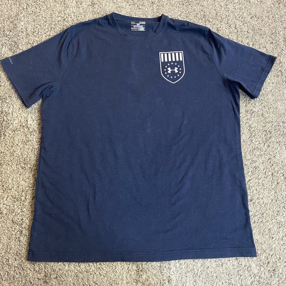 Under Armour Shirt Men’s XL Blue Freedom Graphic Tee Charged Loose Fit Heatgear