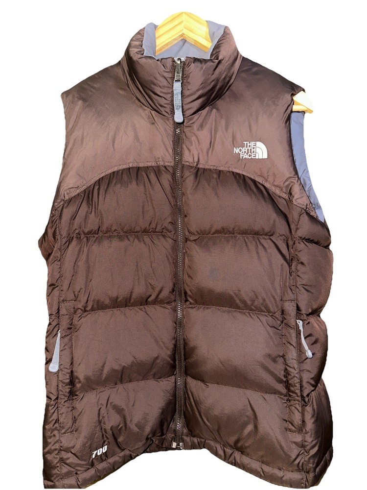 Womens The North Face 700 Puffer Vest Jacket Medium Zip Brown - See Description