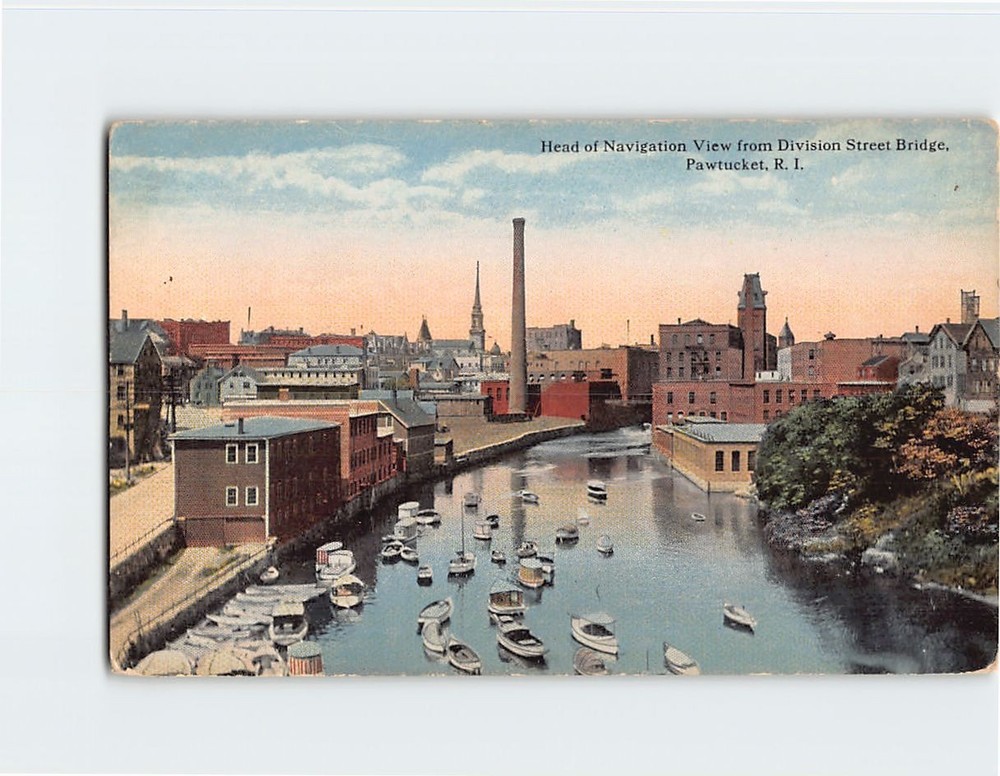 Postcard Navigation View Head Division Street Bridge Pawtucket Rhode Island USA