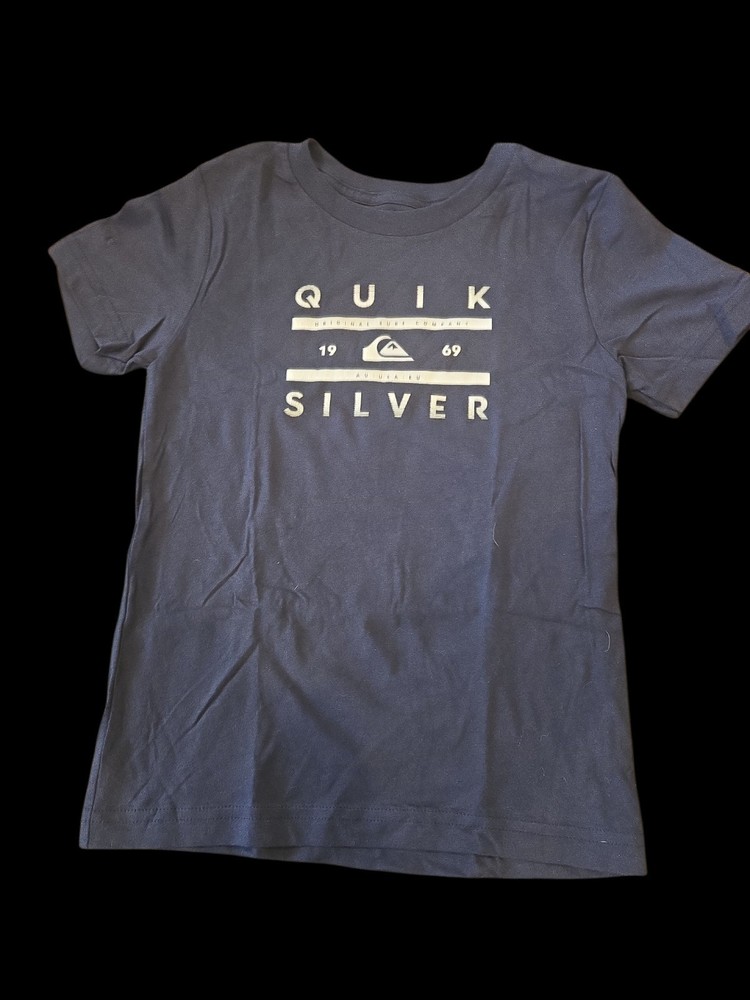 Quiksilver Graphic Tee Original Surf Co. Logo Short Sleeve Blue Kids Size 7 (OC1