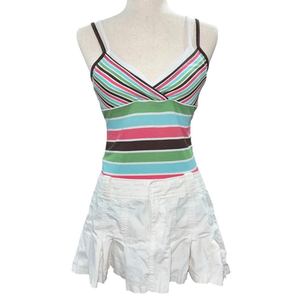 Vintage y2k Women's White Low Rise Abercrombie & Fitch Pleated Mini Skirt