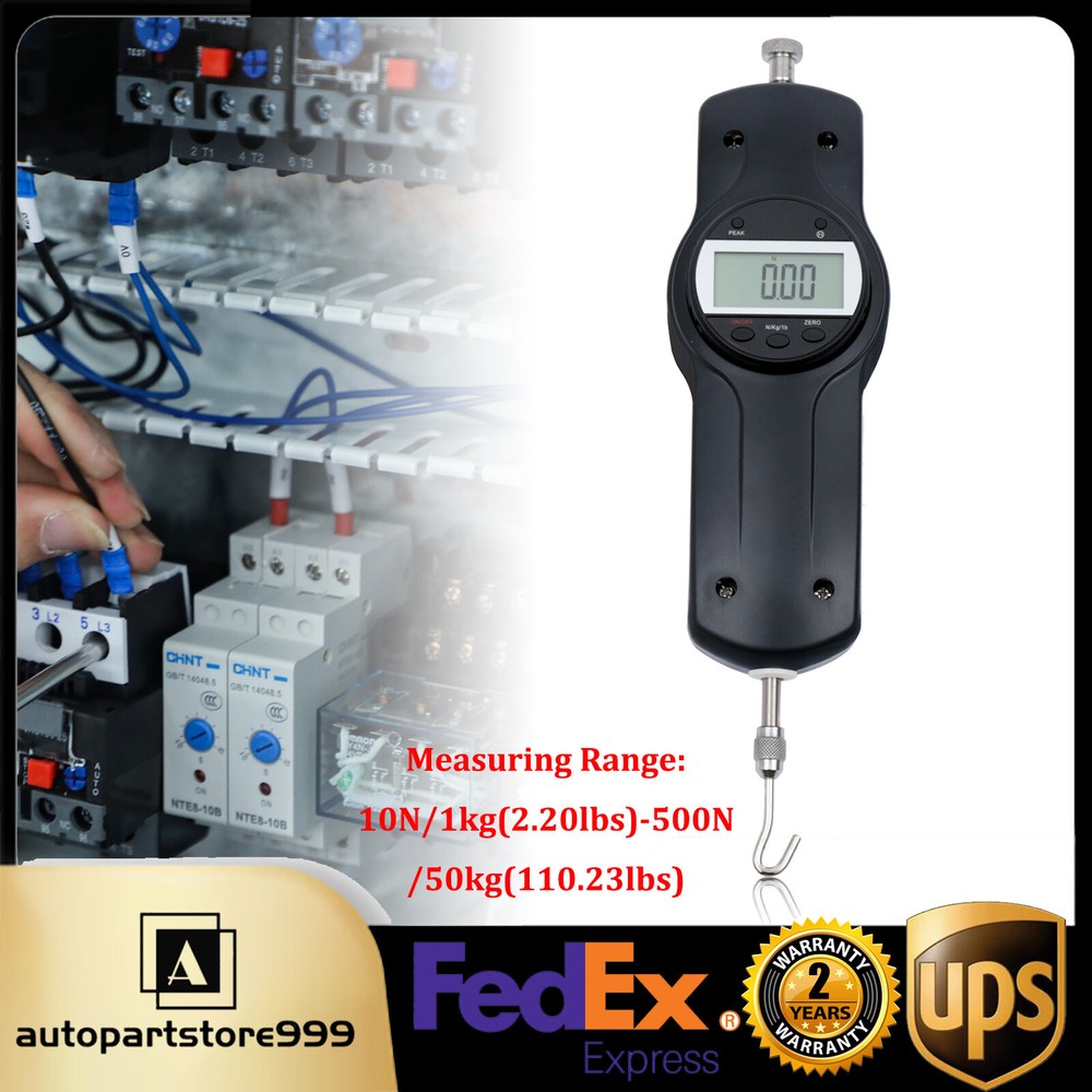 Digital Force Gauge Push & Pull Force Meter Tester Dynamometer Tool 110LBS USA